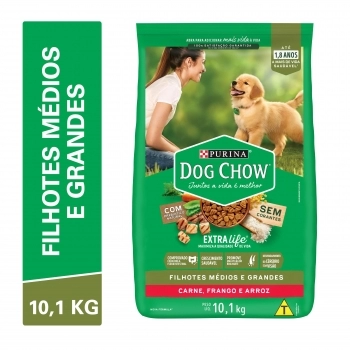 DOG CHOW EXTRA LIFE FILHOTES MÉDIOS E GRANDES 10,1KG