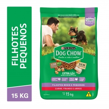 DOG CHOW EXTRA LIFE FILHOTES MINIS E PEQUENOS 15KG