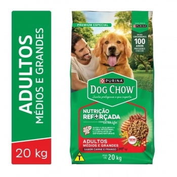 DOG CHOW EXTRA LIFE ADULTOS MÉDIOS E GRANDES 20KG