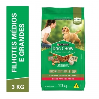 DOG CHOW EXTRA LIFE FILHOTES MÉDIOS E GRANDES 5X3KG